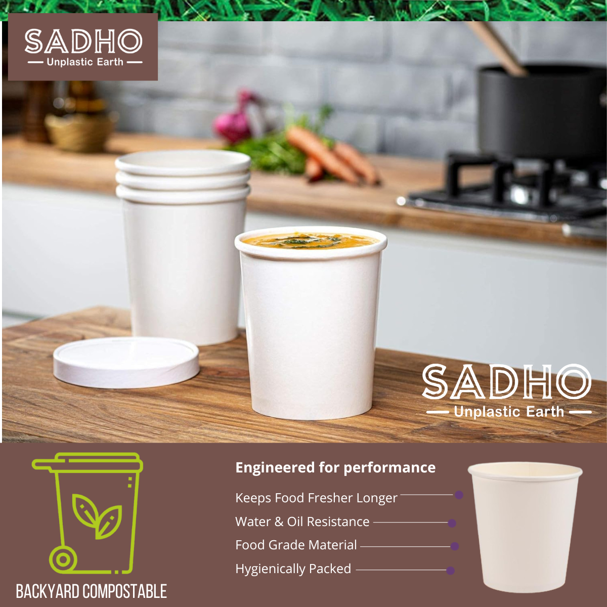 1000 ml Food Paper Tumbler