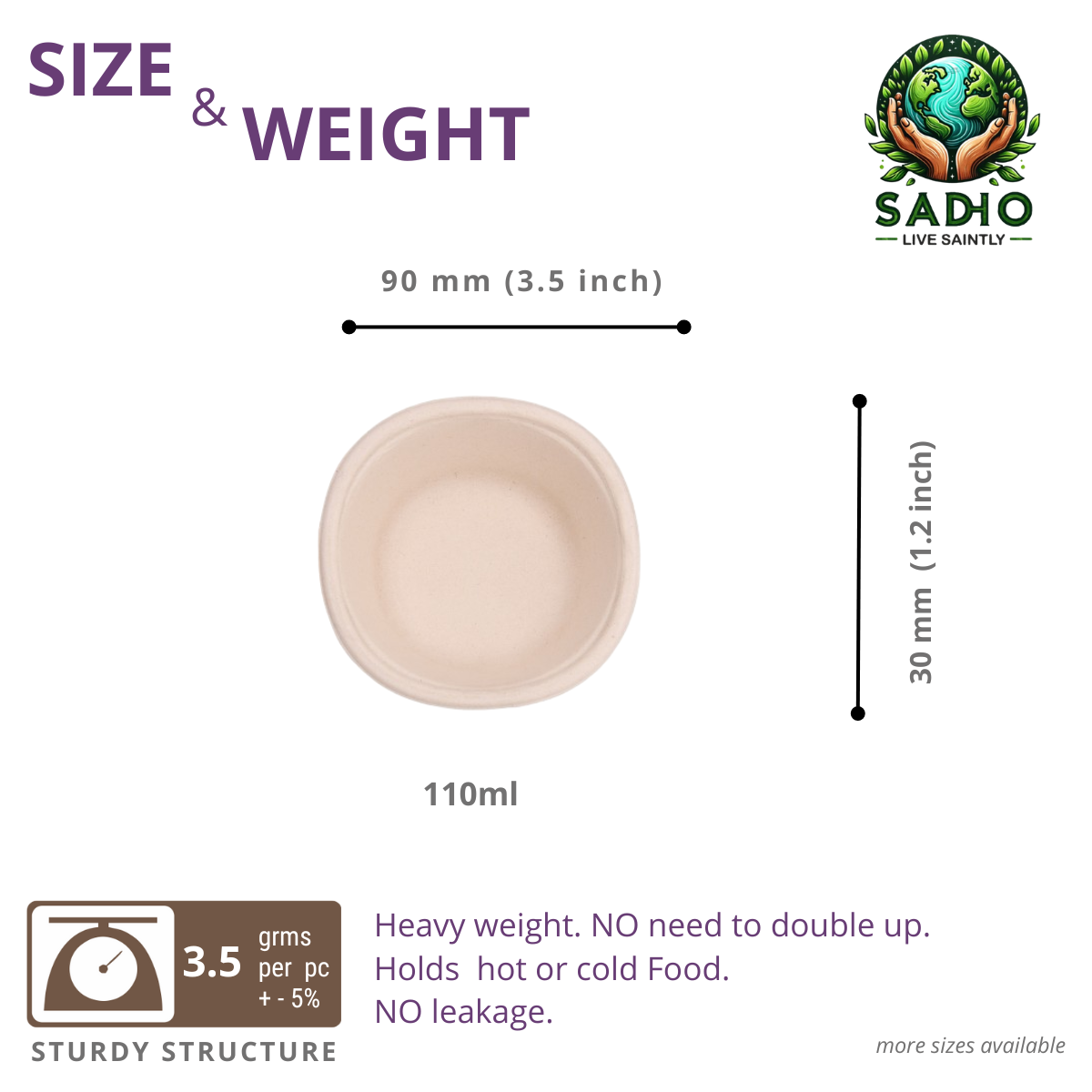 3.7oz (110 ml) bowls (Round) Bagasse (Brown)