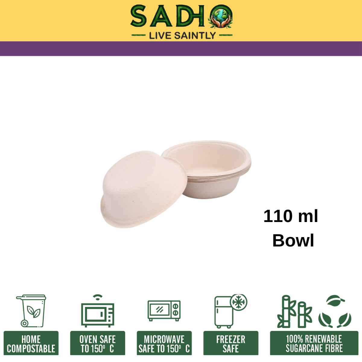 3.7oz (110 ml) bowls (Round) Bagasse (Brown)