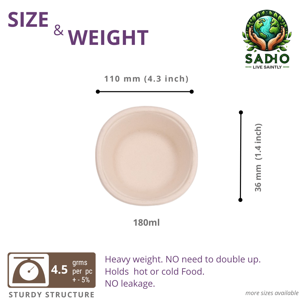 6oz (180 ml) bowls (Round) Bagasse (Brown)