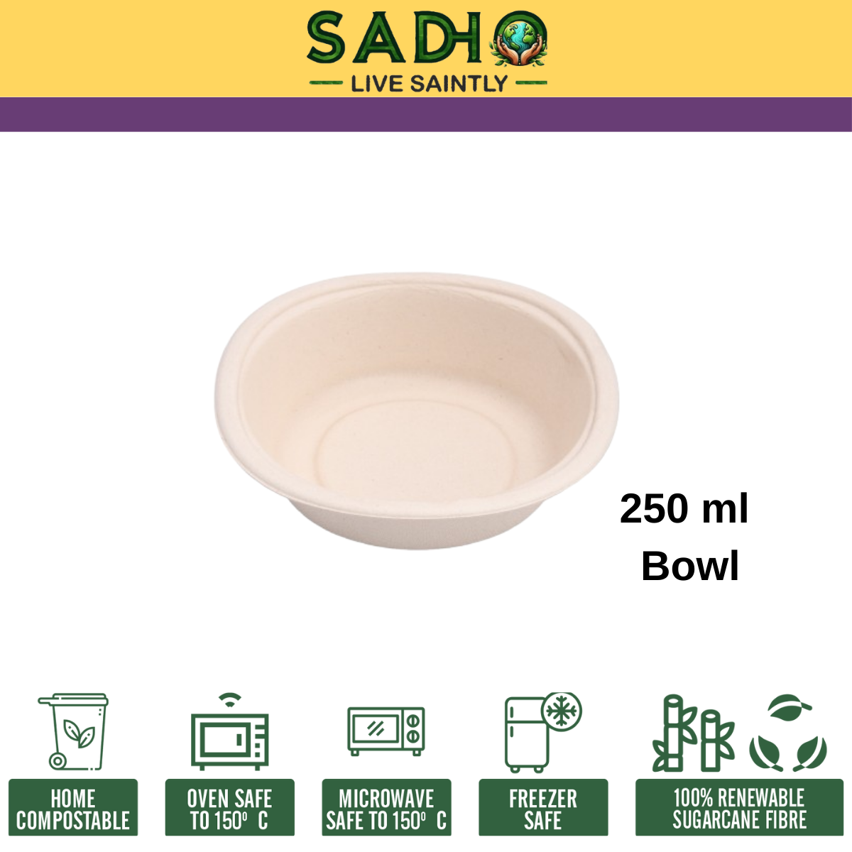 8.5oz (250 ml) bowls (Round) Bagasse (Brown)