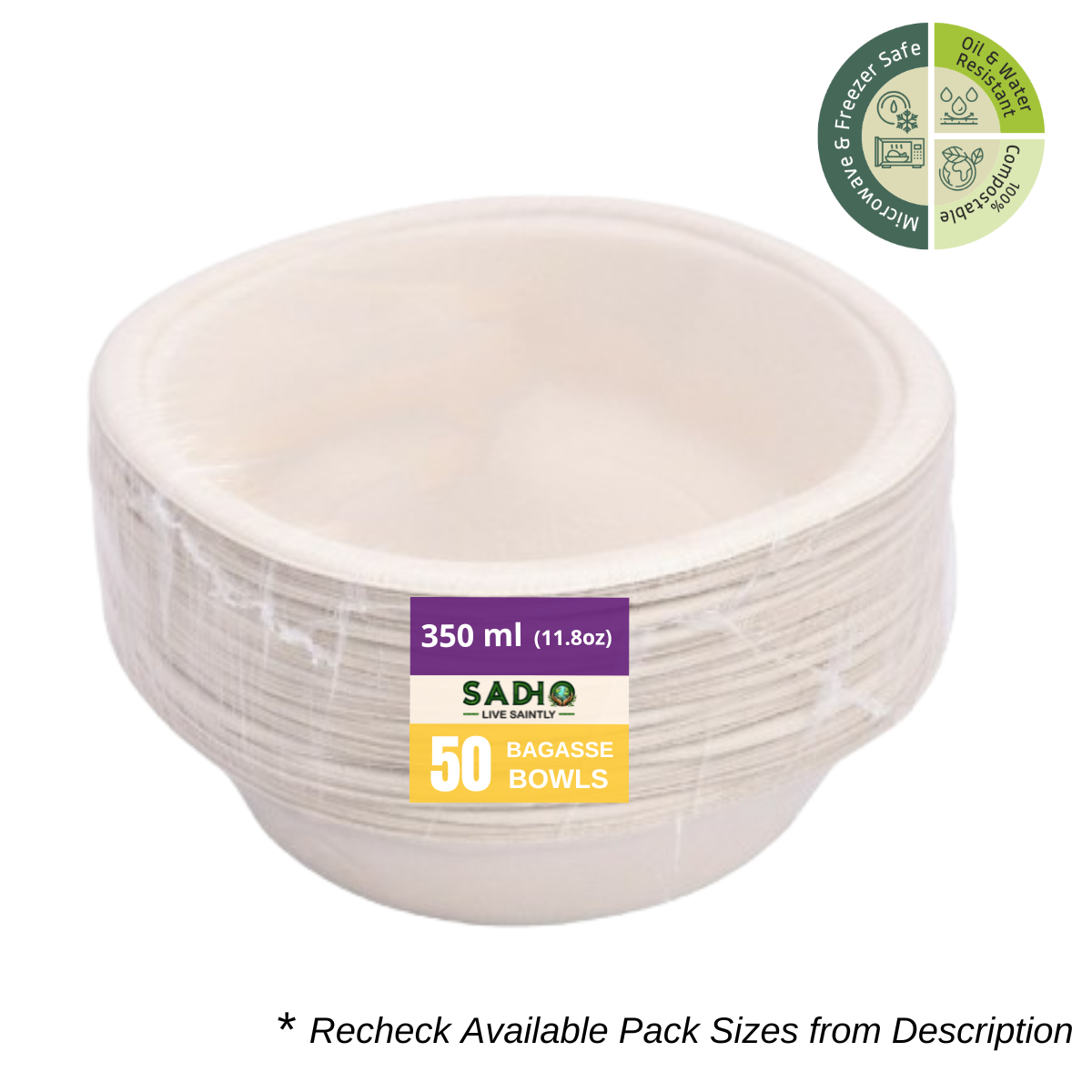 12oz (350 ml) bowls (Round) Bagasse (Brown)