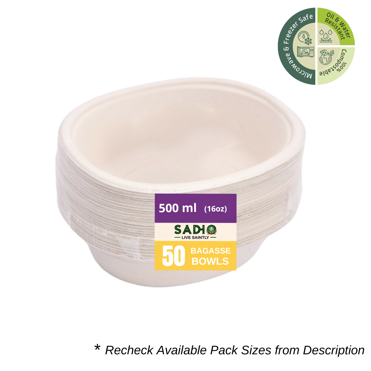 17oz (500 ml) bowls (Round) Bagasse (Brown)