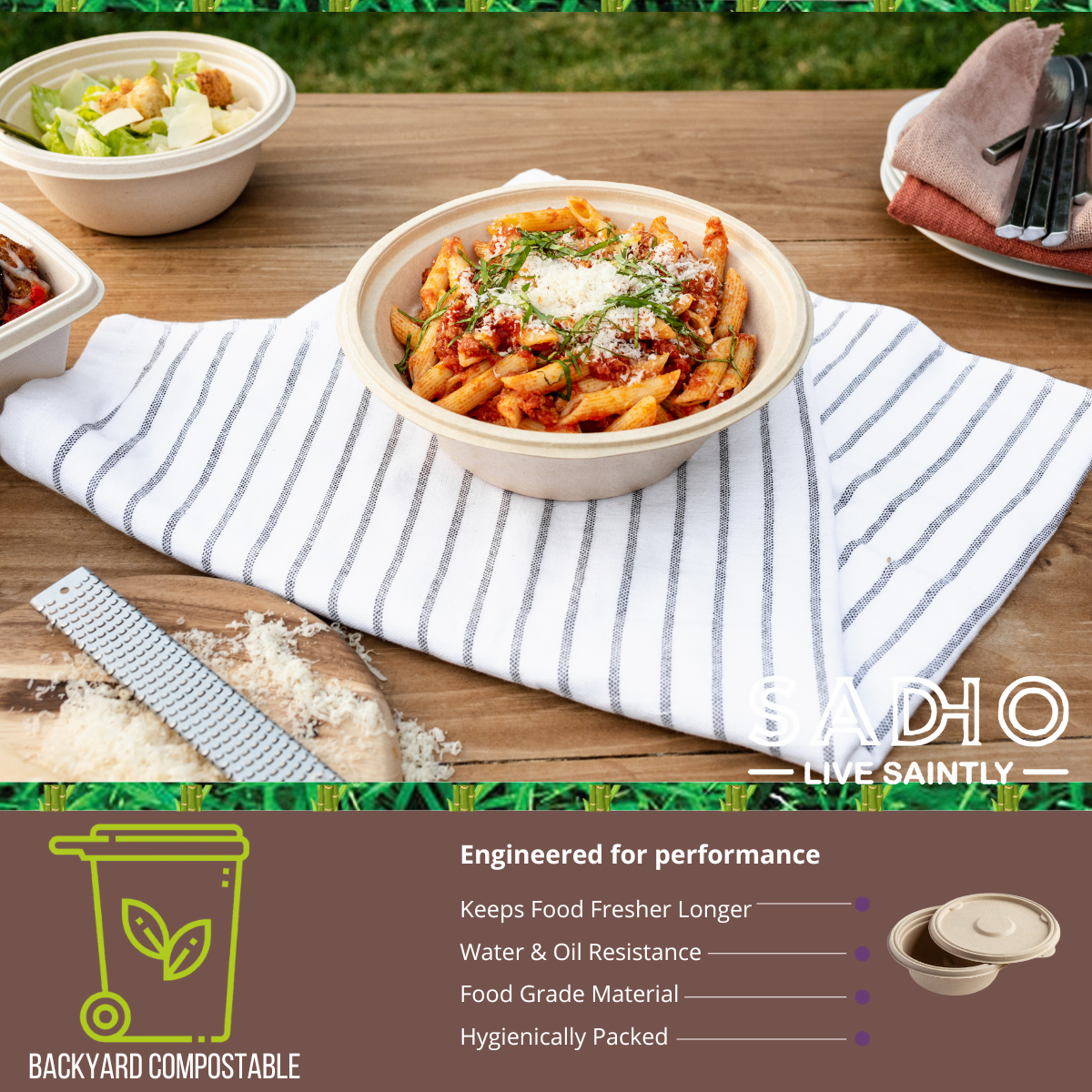 750 ml (25oz) Round Bowl Bagasse (Brown)