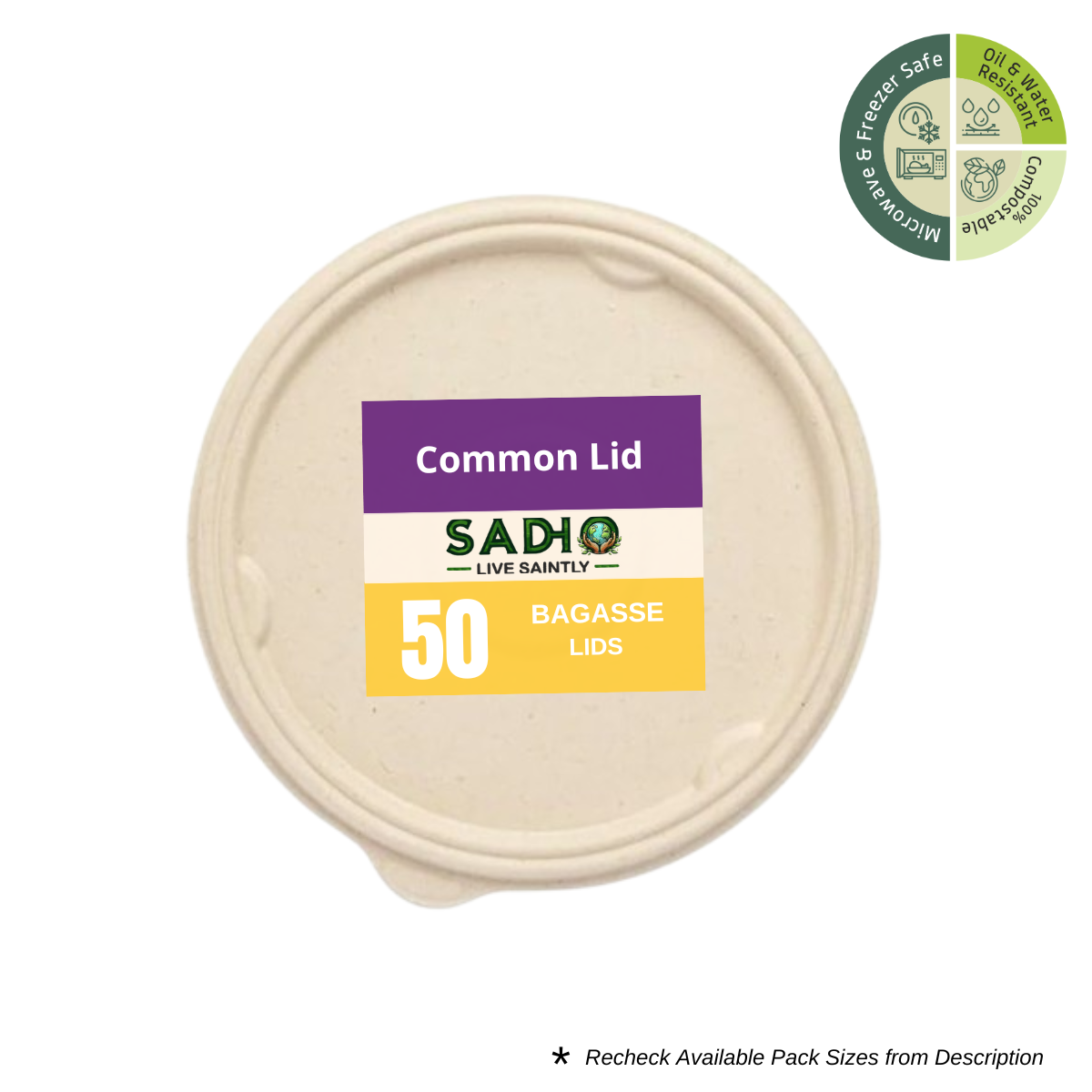 Lid for 750 ml (25oz) Round Bowl Bagasse (Brown)