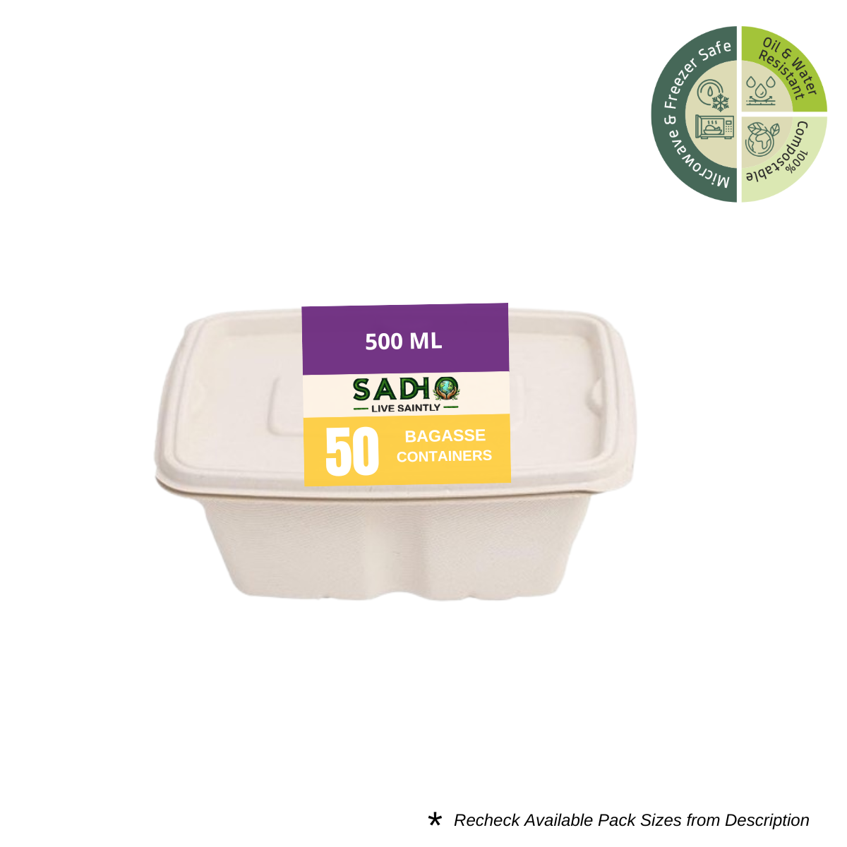 500 ml (16oz) Container Bagasse (Brown)