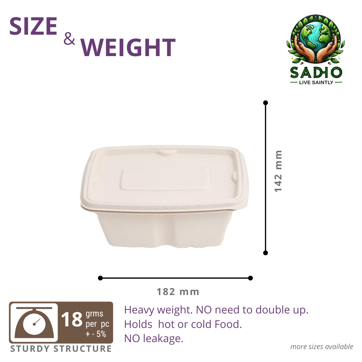 500 ml (16oz) Container Bagasse (Brown)