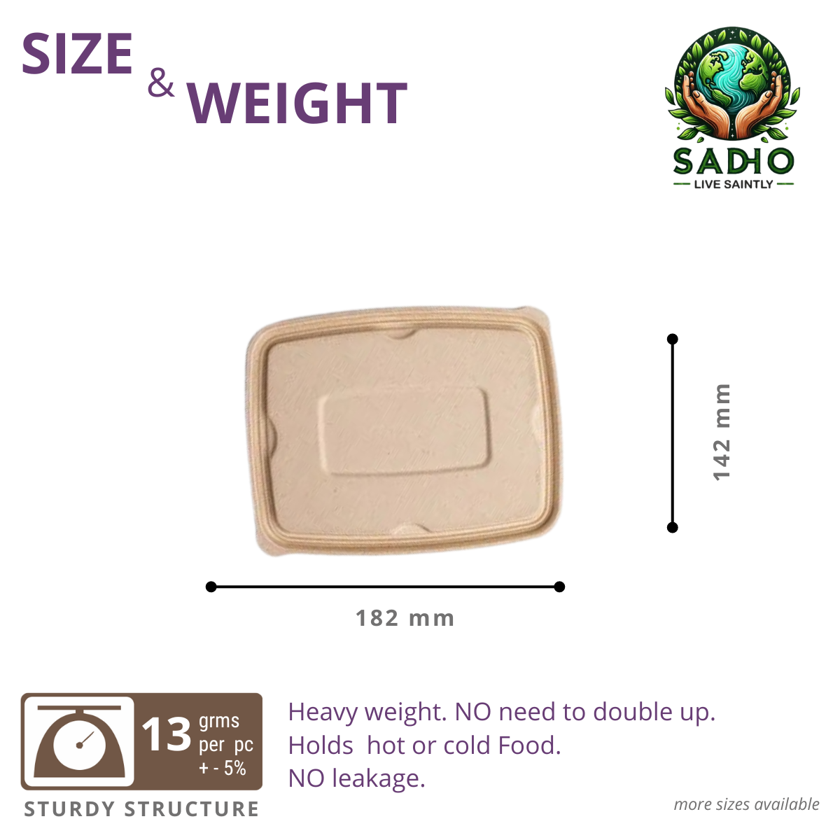 Common Lid for 500 and 650 ml Container Bagasse (Brown)