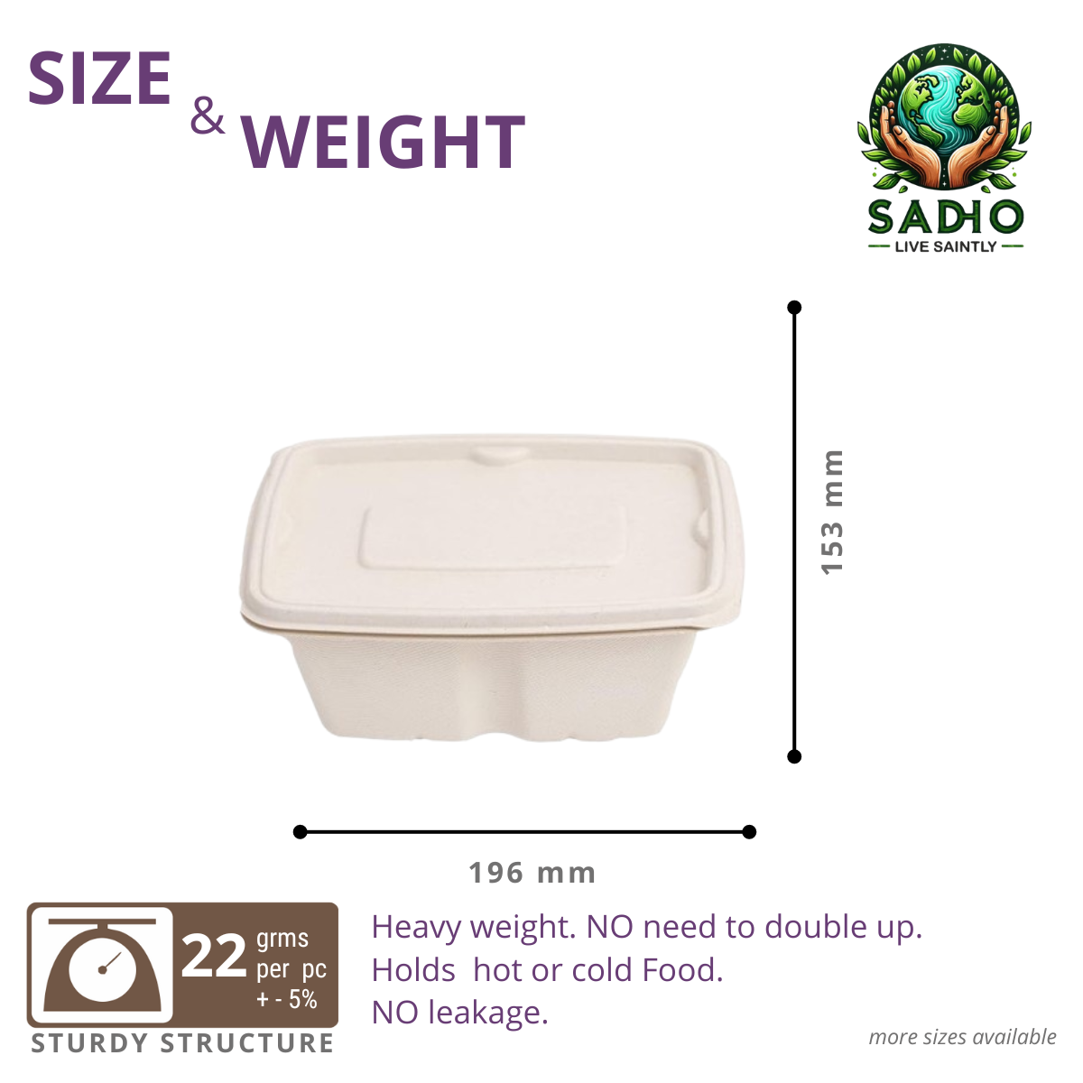 750 ml (25oz) Container Bagasse (Brown)