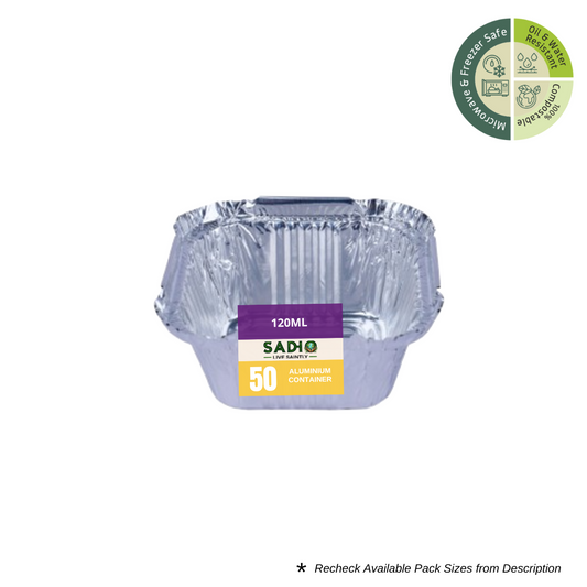 Sadho 120ml (4oz) Aluminium Foil Containers for Food Packing, Ovensafe Baking Containers, Food parcel boxes