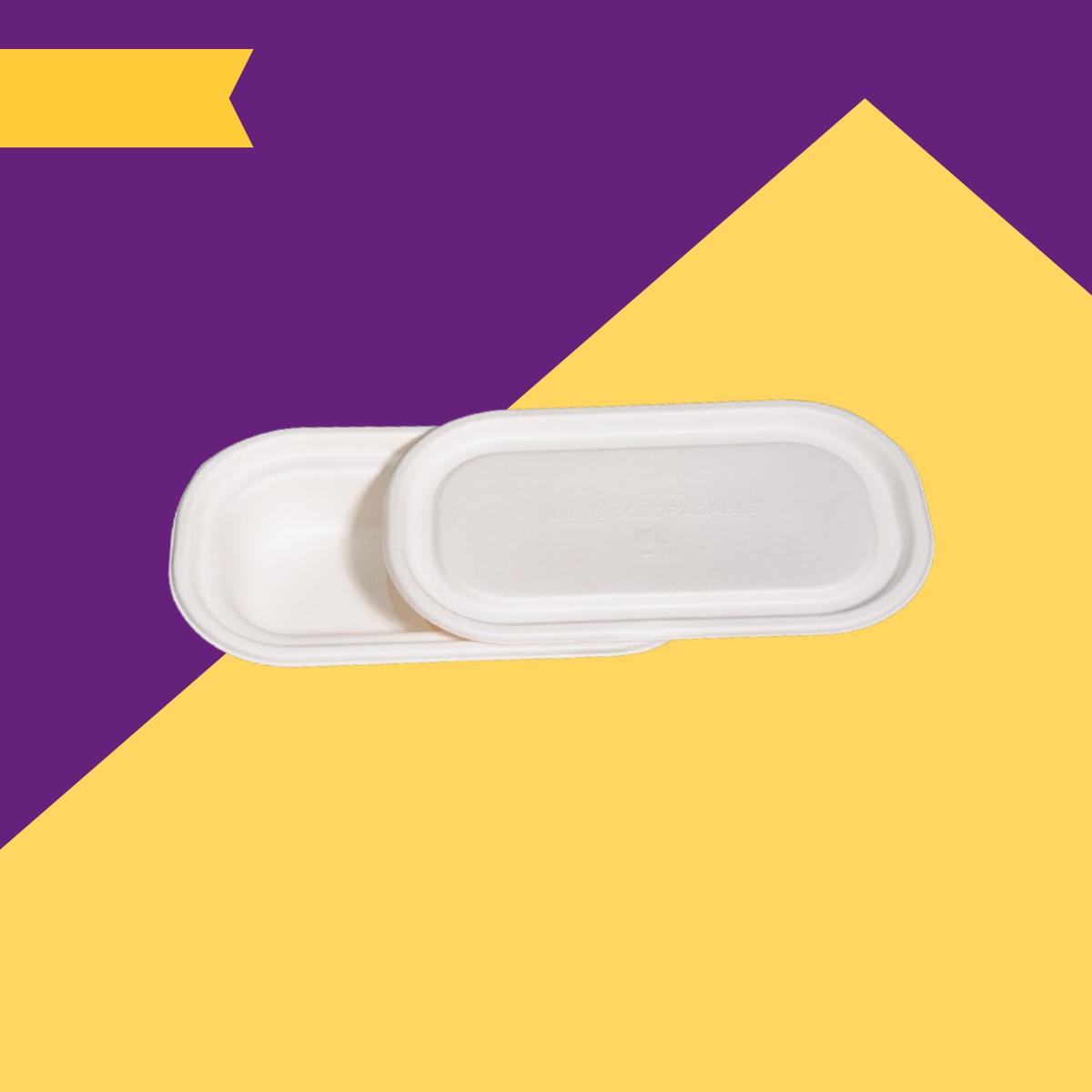 Common Lid for 500 ml, 750 ml & 1000 ml Containers (Rectoval) Bagasse (White)