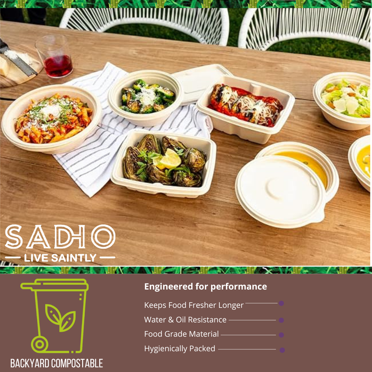 1000 ml Container Bagasse (Brown)