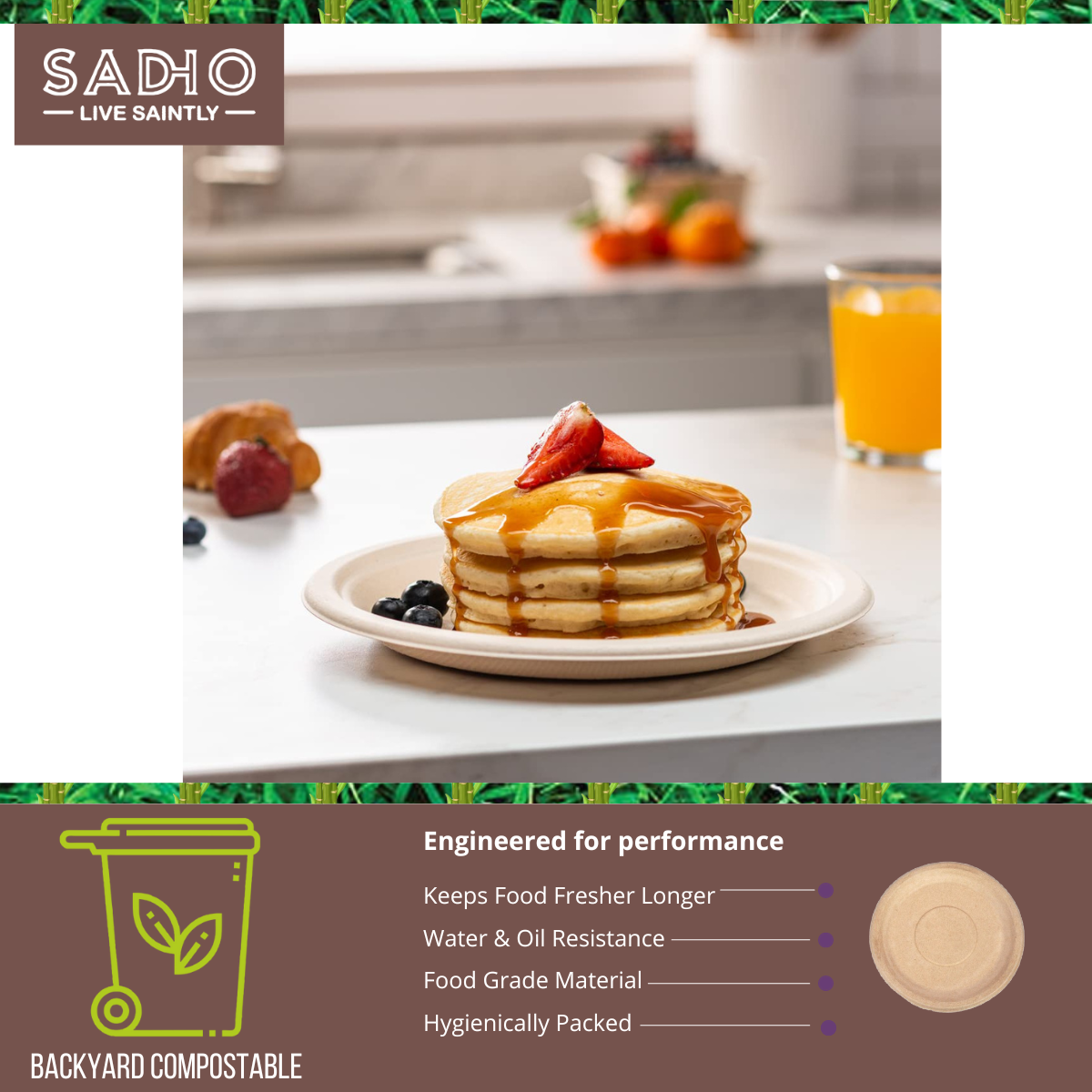 11 inch (28cm) Plates (Round) Bagasse (Brown)