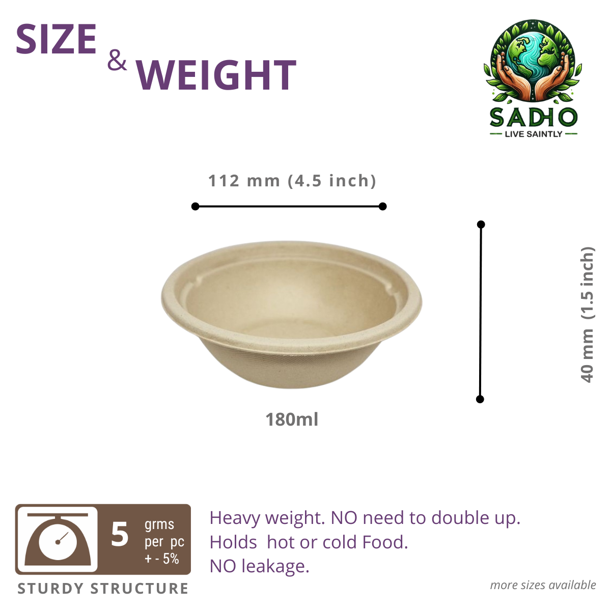 6oz (180ml) Bowl (Round) Bagasse (Brown)