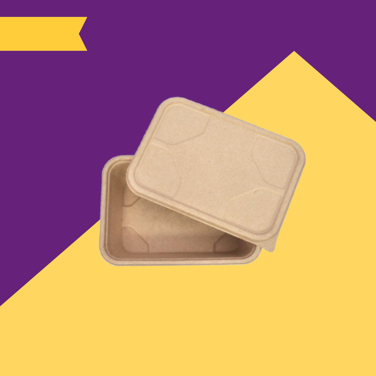 1000 ml Container Lid Bagasse (Brown)