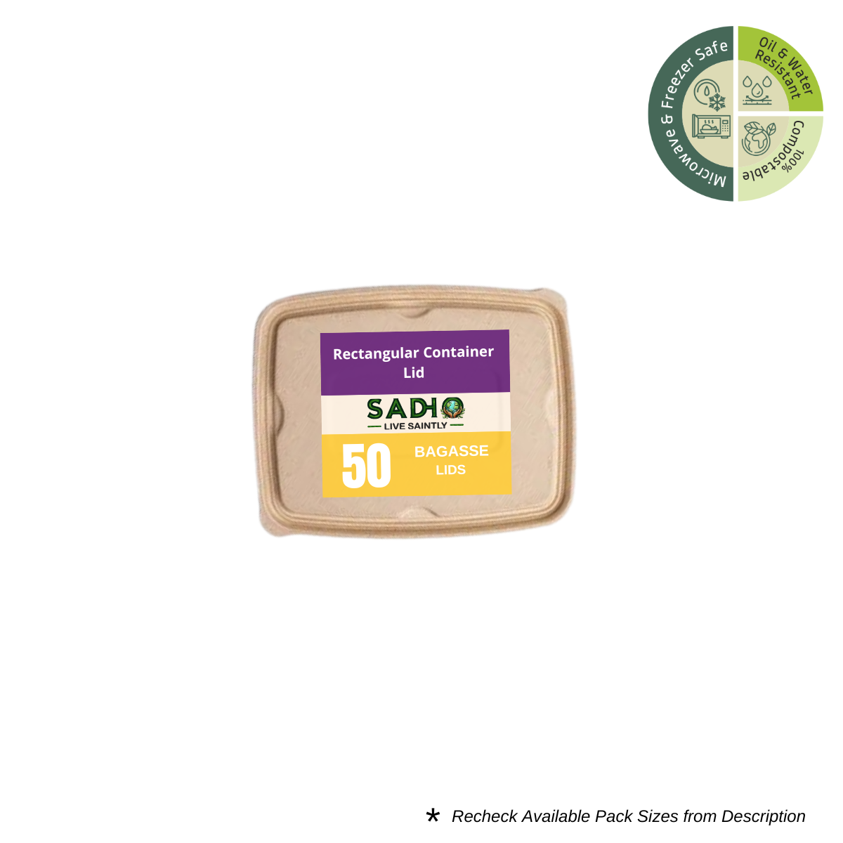 Lid for 1000 ml Container Bagasse (Brown)