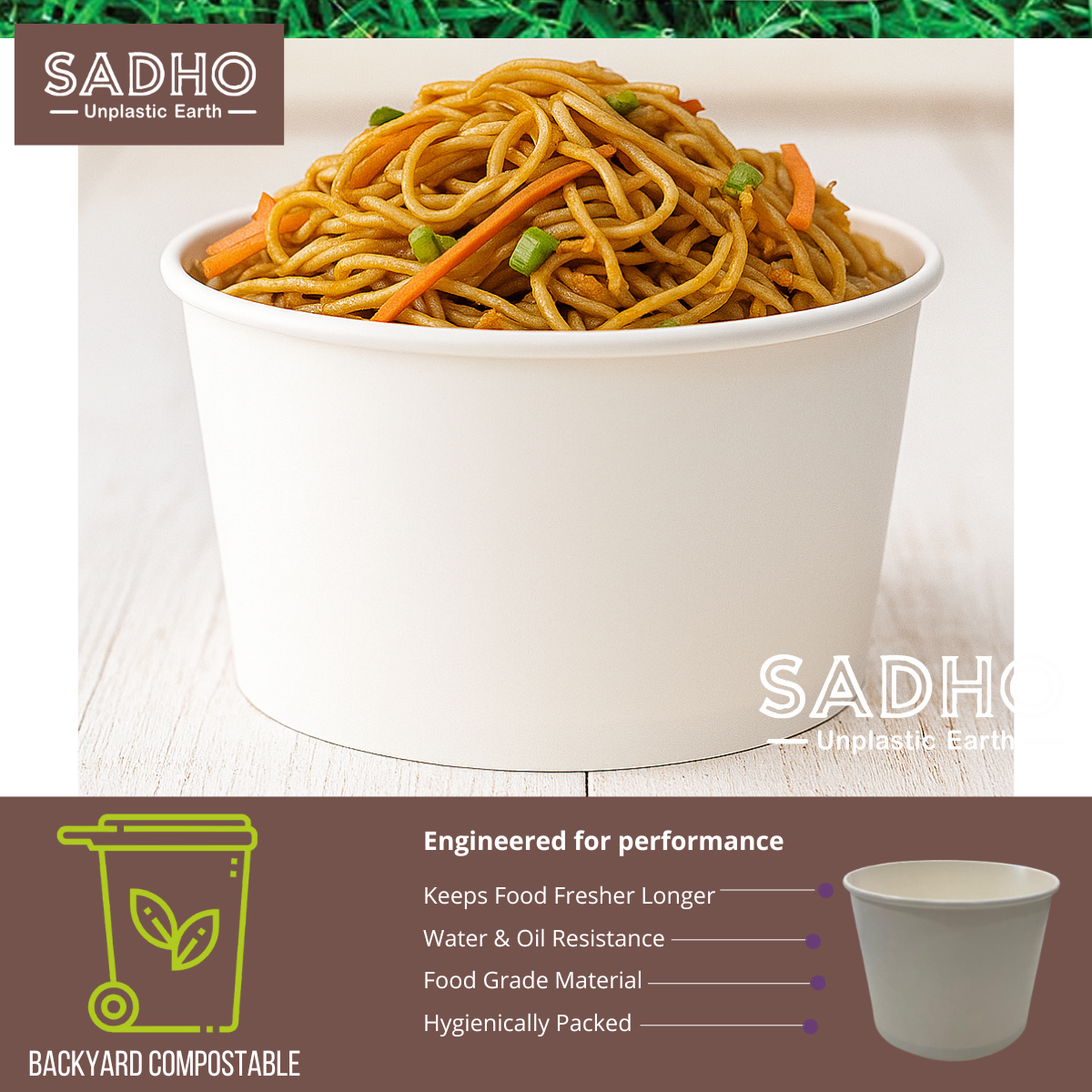 1250 ml Flat Food Paper Tumbler