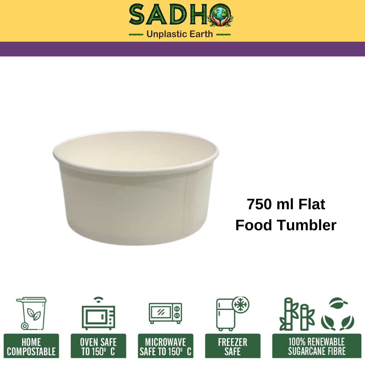 750 ml Flat Food Paper Tumbler
