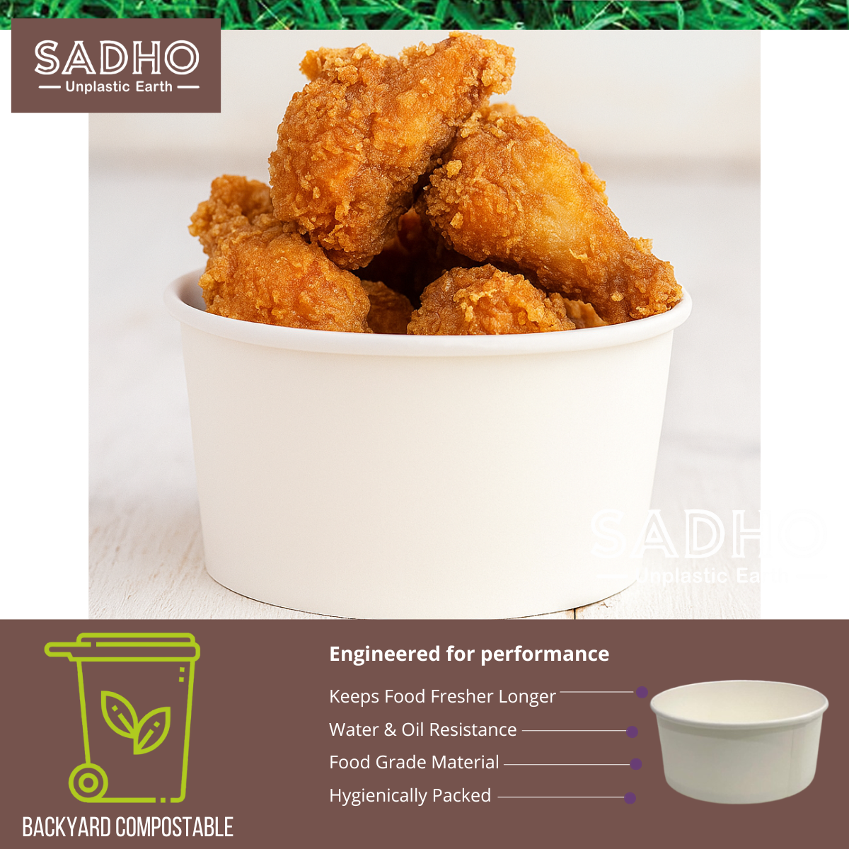 750 ml Flat Food Paper Tumbler