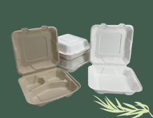 Bagasse Clamshell Boxes – Compostable Takeout Packaging – SADHO by ...