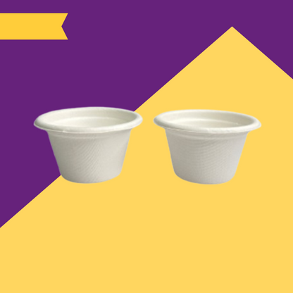 3.7oz (110 ml) Cups (Round) made of Bleached White Bagasse