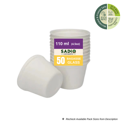 3.7oz (110 ml) Cups (Round) made of Bleached White Bagasse