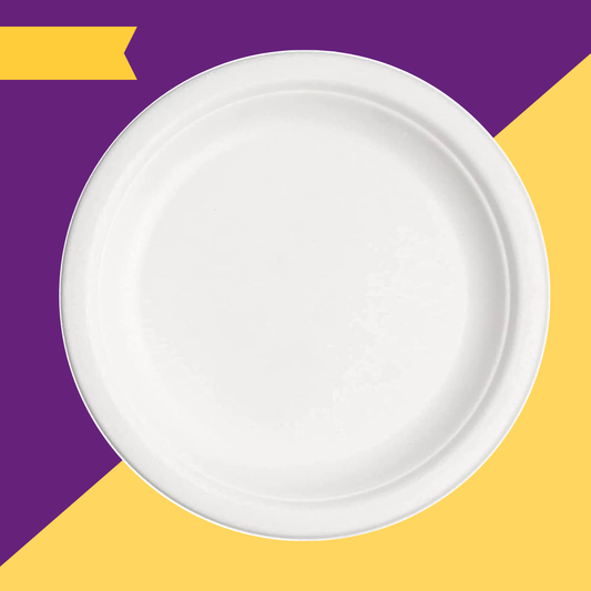 12 inch (30.5cm) plates (Round) made of Bleached White Bagasse