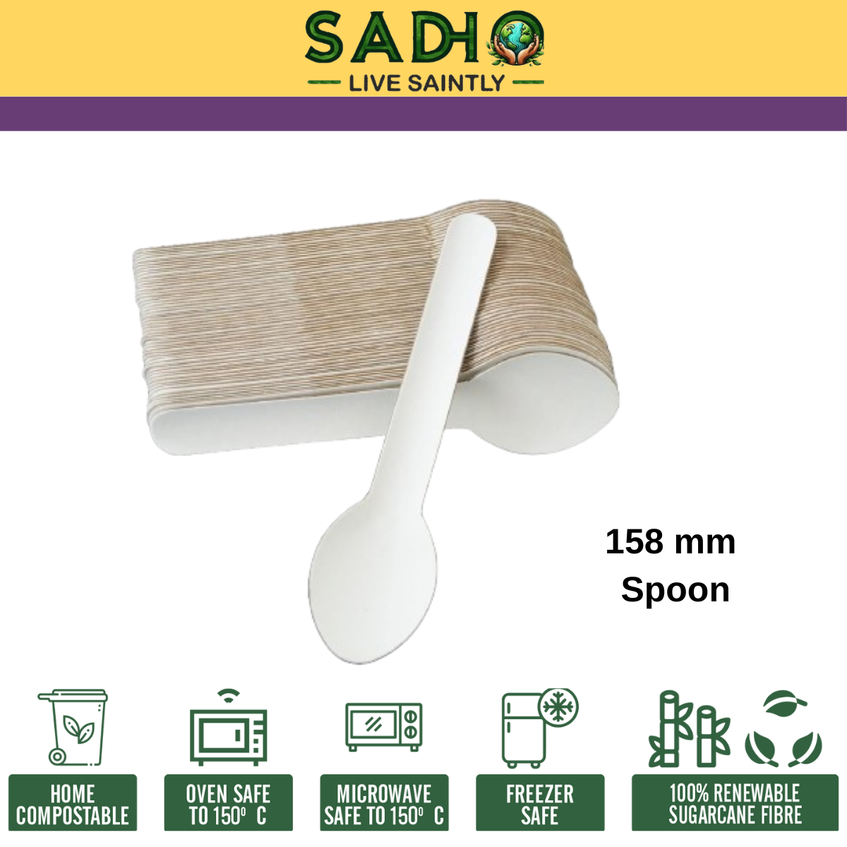 158 mm (15.8cm) Spoon made of 9 Layer Paper