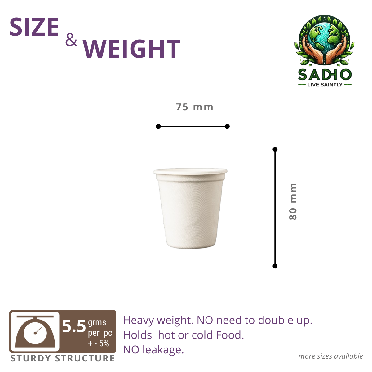 7.5oz (220 ml) Glass (Round) made of Bleached White Bagasse