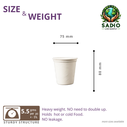 7.5oz (220 ml) Glass (Round) made of Bleached White Bagasse