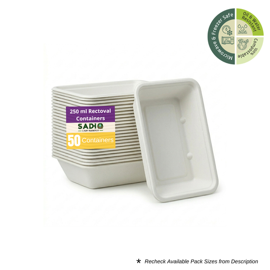8oz (250 ml) containers (Rectoval) Bagasse (White)