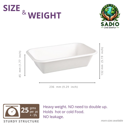 25oz (750 ml) containers (Rectoval) made of Bleached White Bagasse