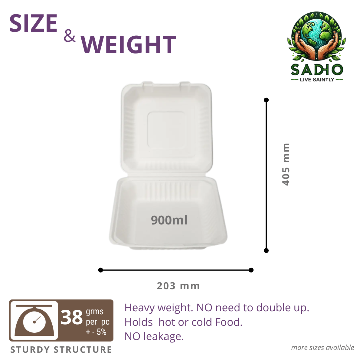 8 inch (21 cm) Clamshell Bagasse (White)