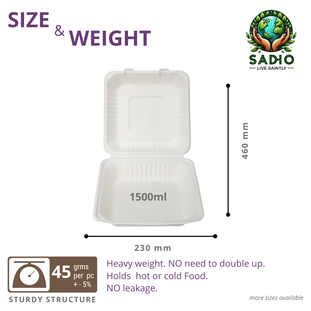 9 inch (23 cm) Clamshell Bagasse (White)