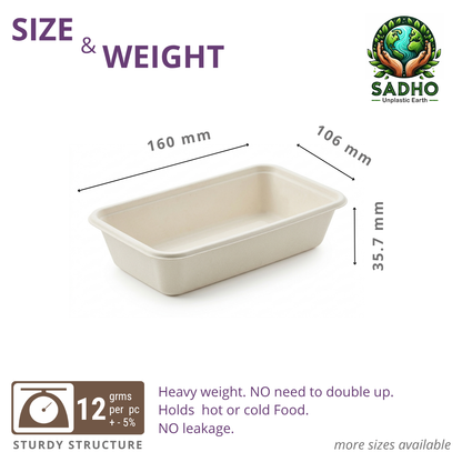 8oz (250 ml) containers (Rectoval) Bagasse (White)