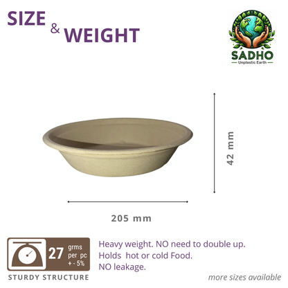 26oz (780 ml) bowls (Round) made of Unbleached Brown Bagasse