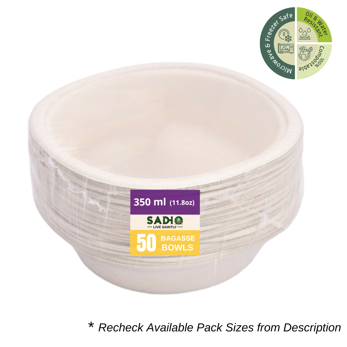 12oz (350 ml) bowls (Round) made of Unbleached Brown Bagasse