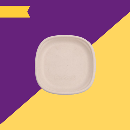 6 inch (14.5cm) plates (Square) made of Unbleached Brown Bagasse