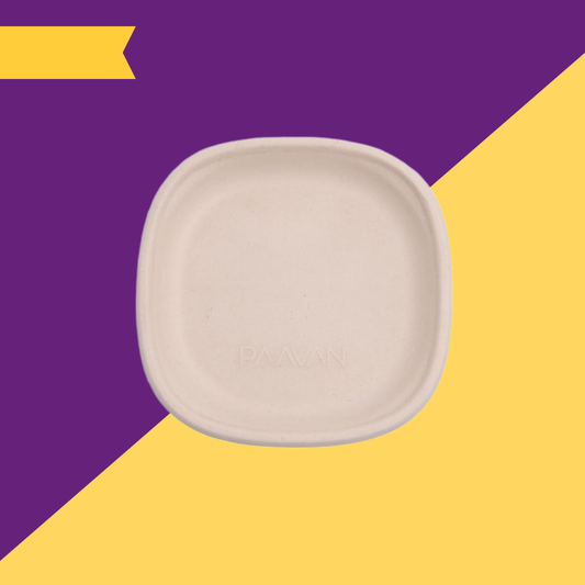 9 inch (23cm) plates (Square) made of Unbleached Brown Bagasse