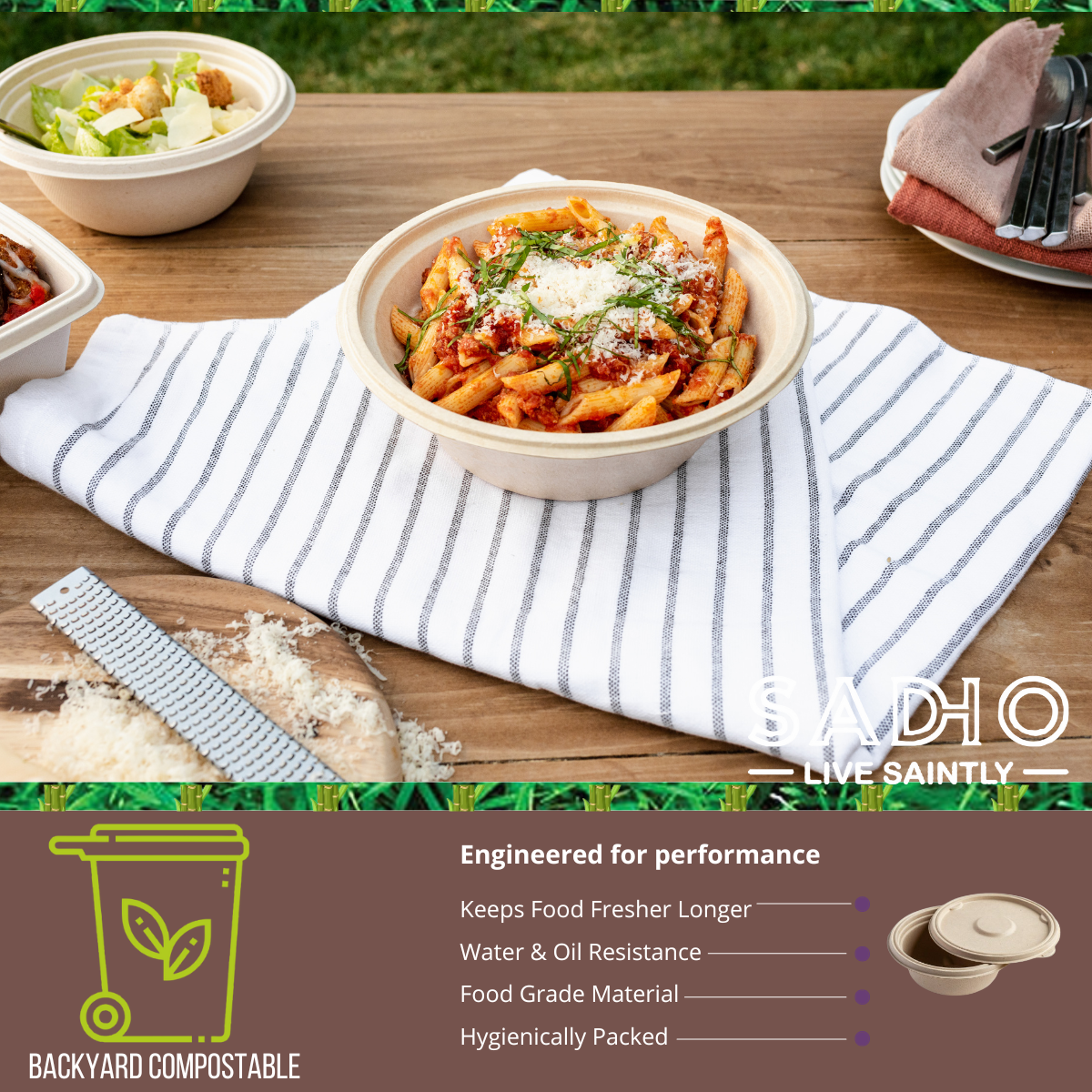 750 ml (25oz) Round Bowl made of Unbleached Brown Bagasse