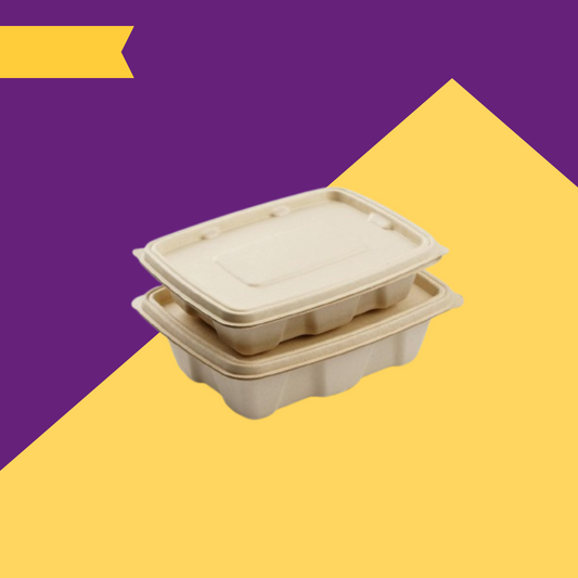 1000 ml (32oz) Container made of Unbleached Brown Bagasse