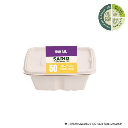 500 ml (16oz) Container made of Unbleached Brown Bagasse