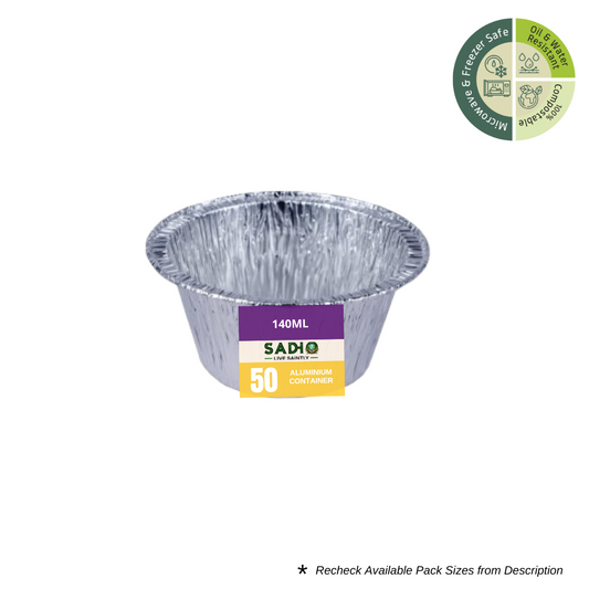 Sadho 140ml (4.7oz) Aluminium Foil Containers for Food Packing, Ovensafe Baking Containers, Food parcel boxes