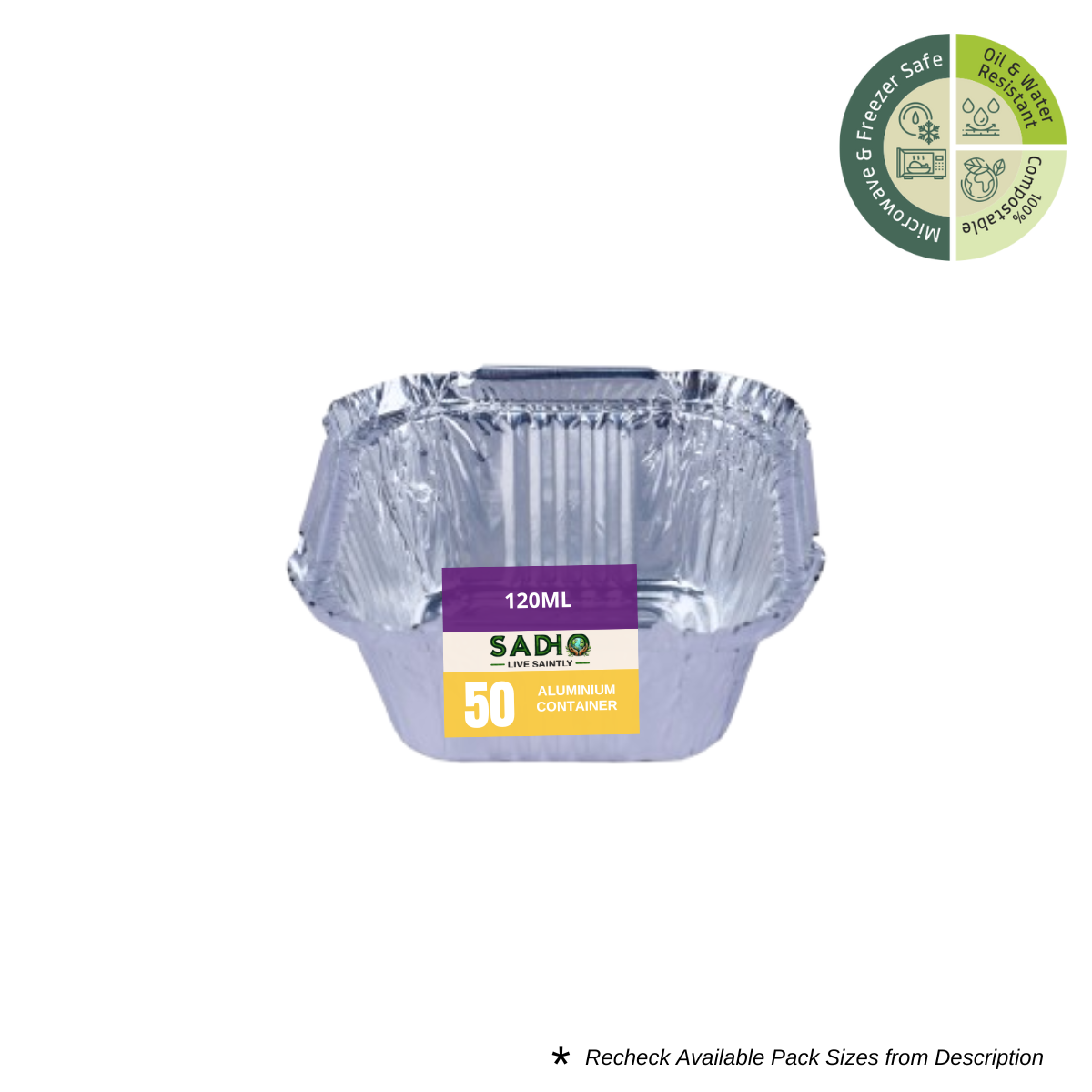 Sadho 120ml (4oz) Aluminium Foil Containers for Food Packing, Ovensafe Baking Containers, Food parcel boxes