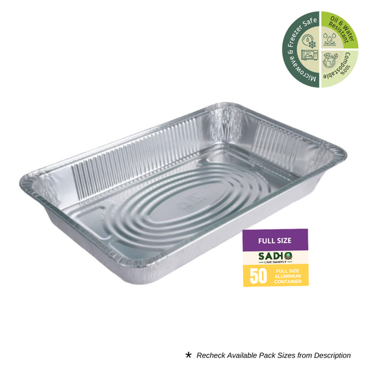 Sadho Full size Pan Aluminium Foil Containers for Food Packing, Ovensafe Baking Containers, Food parcel boxes