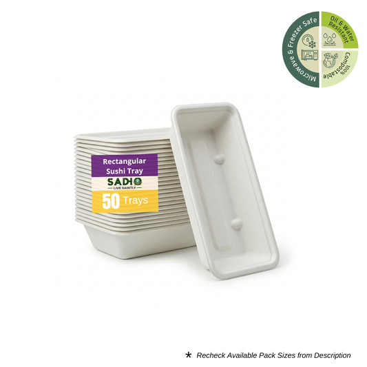 Rectangular Bagasse (White) Sushi Tray