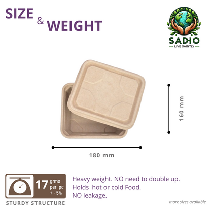 500 ml Container made of Unbleached Brown Bagasse