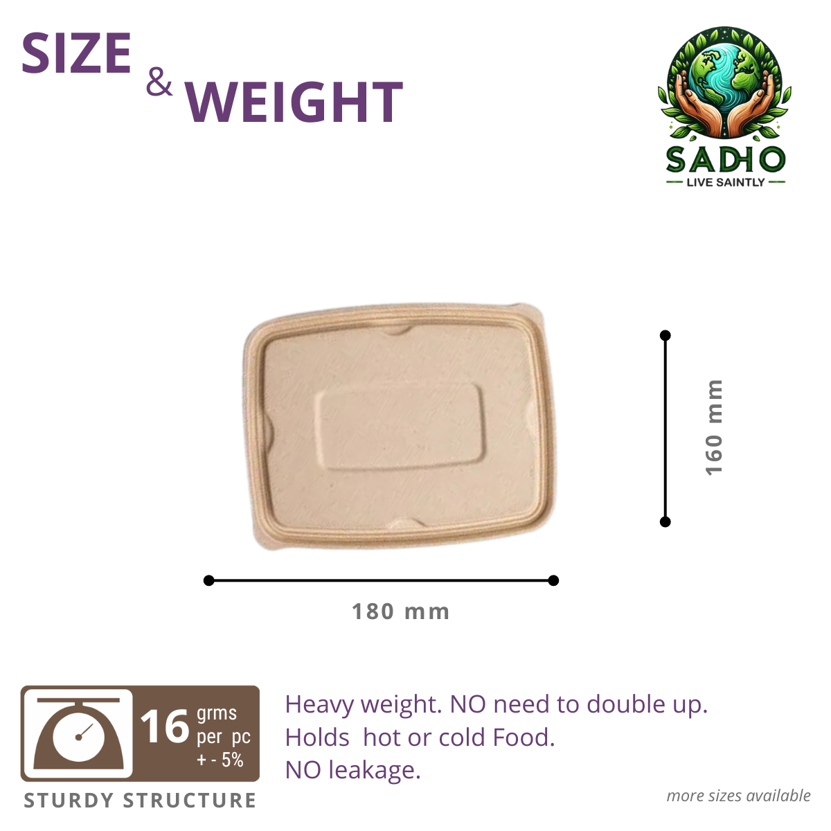 Lid for 1000 ml Container made of Unbleached Natural Brown Bagasse